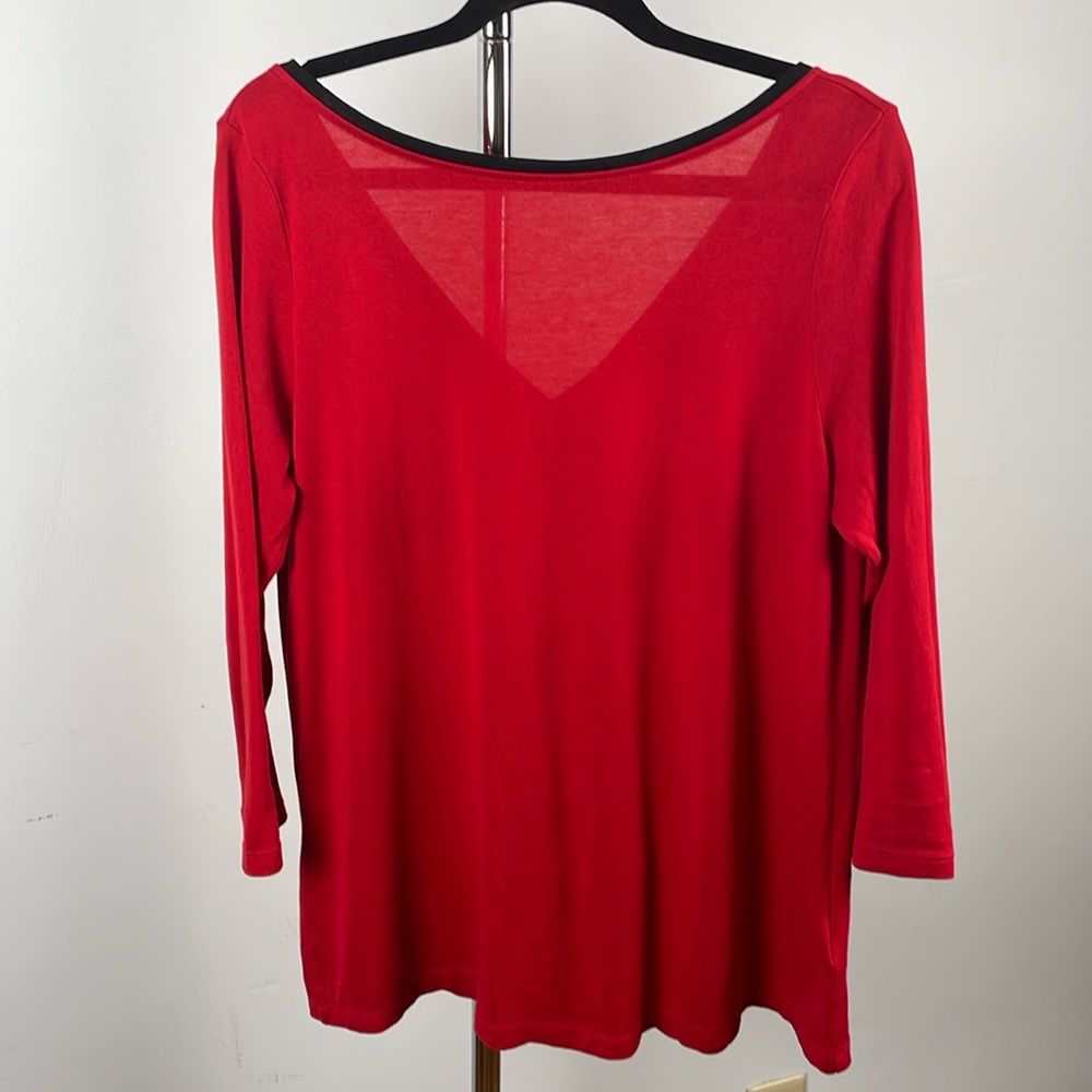 Ralph Lauren red top, V-back, black trim
